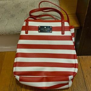 Red and white striped Kate Spade bucket bag gently used.